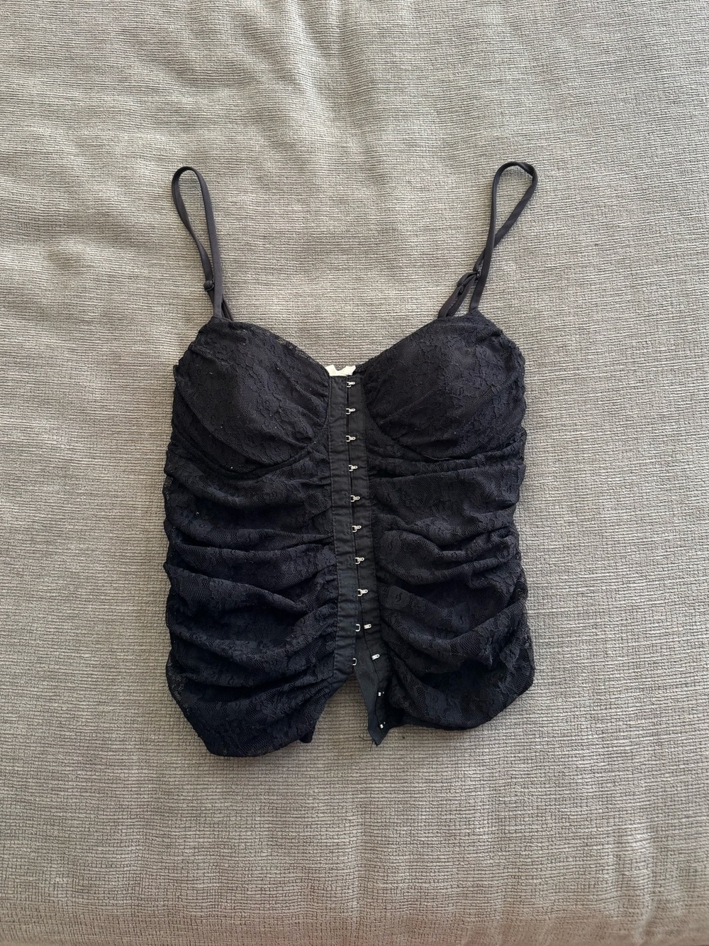 Moa Moa Black Lace Ruched Corset Cami
